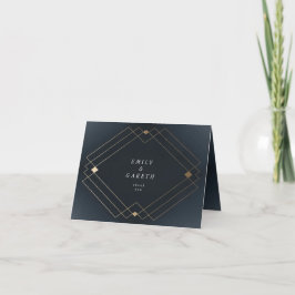 Gold Diamond Navy Geometric Deko Gatsby Wedding Dankeskarte