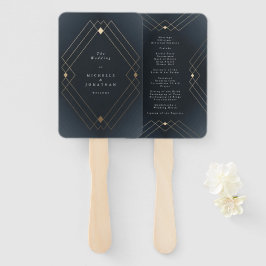 Gold Diamond Navy Geometric Deko Gatsby Wedding Fächer