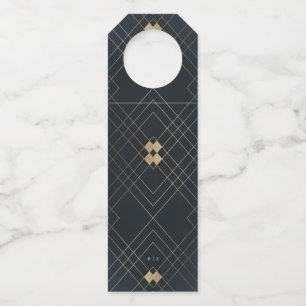 Gold Diamond Navy Geometric Deko Gatsby Wedding Flaschenanhänger