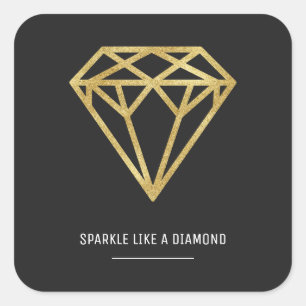 Gold Diamond Quadratischer Aufkleber