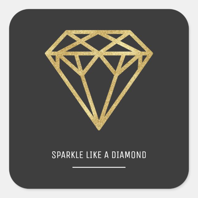 Gold Diamond Quadratischer Aufkleber (Vorderseite)