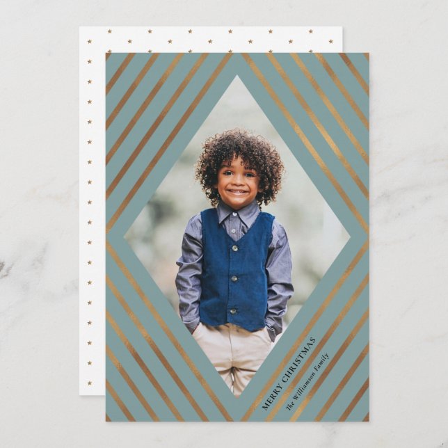 Gold Diamond Streifen Light Frame Foto Weihnachten (Vorne/Hinten)