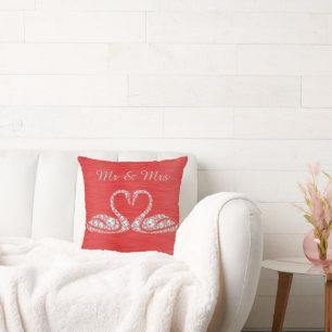 GOLD DIAMOND SWAN CUSHION WEDION RED KISSEN