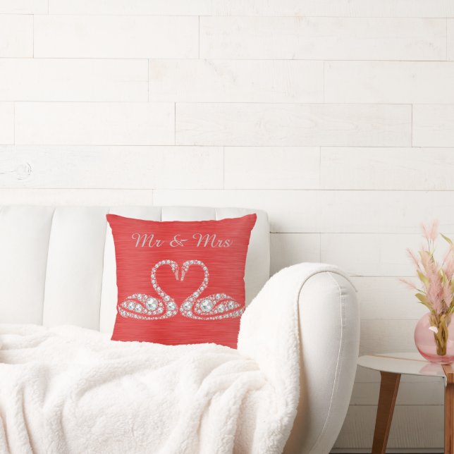 GOLD DIAMOND SWAN CUSHION WEDION RED KISSEN (Liege)