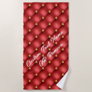 Gold Diamond Tufliter Custom Text Red Beach Handtu Strandtuch