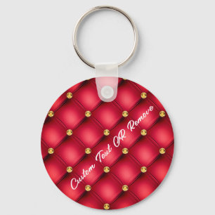Gold Diamond Tufted Red Leather Text Schlüsselanhä Schlüsselanhänger