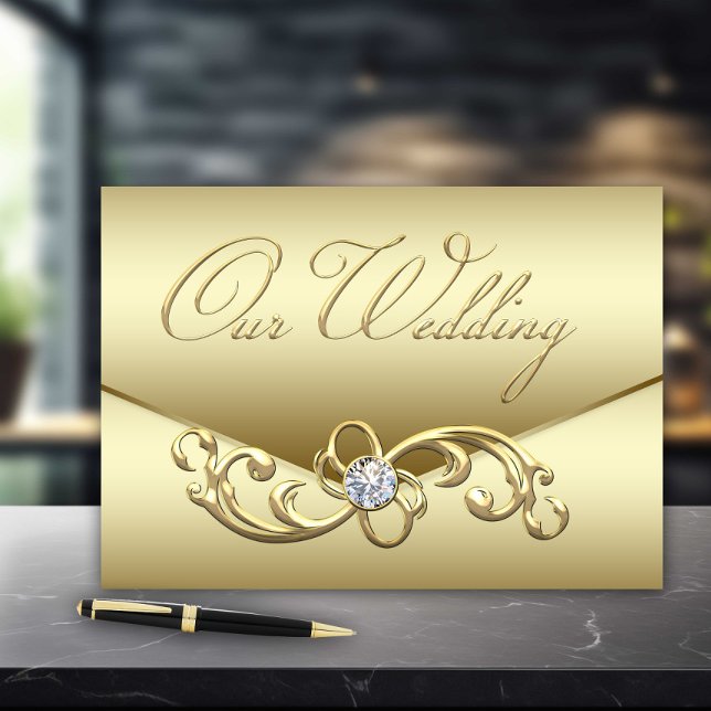 Gold Diamond Wedding Gästebuch (Elegant gold wedding guest book.)