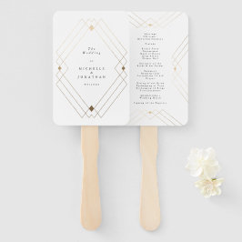 Gold Diamond White Geometric Deko Gatsby Wedding Fächer