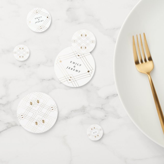 Gold Diamond White Geometric Deko Gatsby Wedding Konfetti (Gruppe)