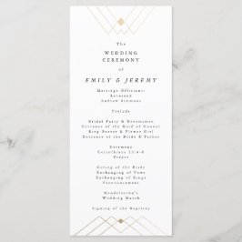 Gold Diamond White Geometric Deko Gatsby Wedding Programm