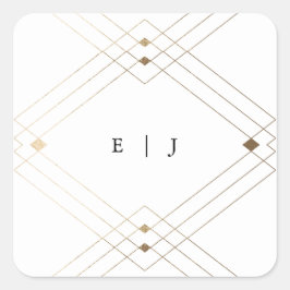 Gold Diamond White Geometric Deko Gatsby Wedding Quadratischer Aufkleber
