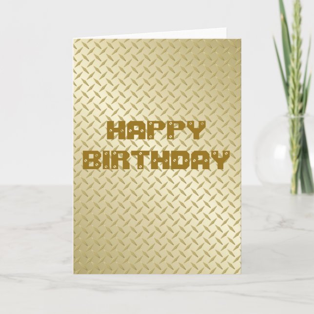 Gold Diamondplate Birthday Card Karte (Vorderseite)