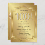 Gold & Diamonds 100th Birthday Anniversary Einladung<br><div class="desc">100th Birthday or Anniversary Einladung. Glitzy gold & diamond numbers,  wir haben Gold Background. Don't forget to add the initials or other message on the back!</div>