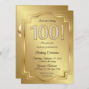 Gold & Diamonds 100th Birthday Anniversary Einladung