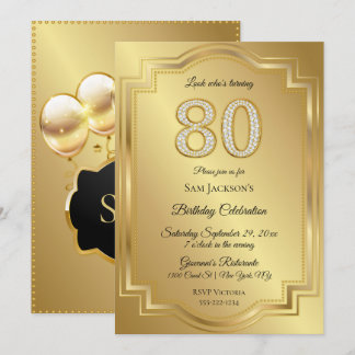 Gold & Diamonds 80. Geburtstag Einladung