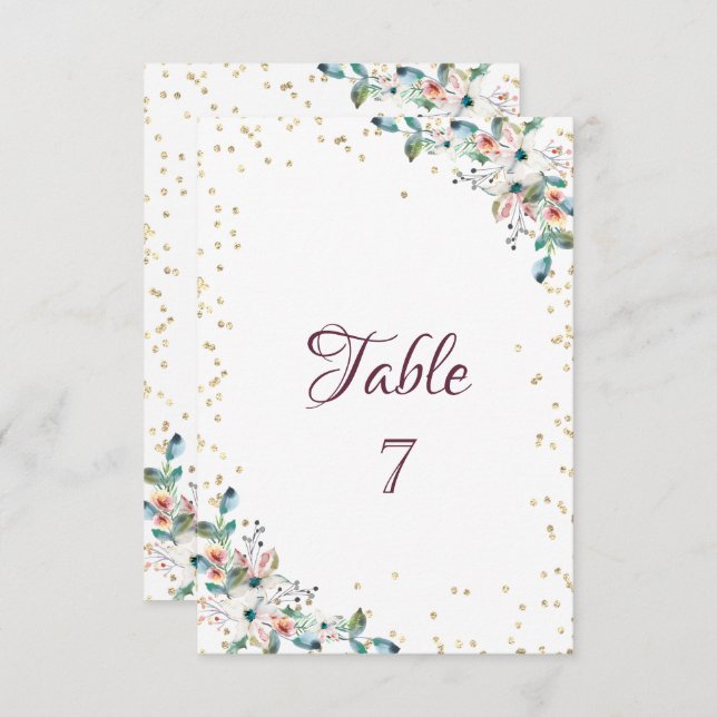 Gold Diamonds Blume Table Card Einladung (Vorne/Hinten)
