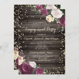 Gold Diamonds Burgundy Blume Wood Einladung