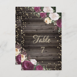 Gold Diamonds Burgundy Blume Wood Einladung