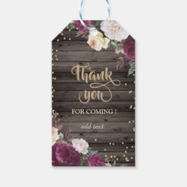 Gold Diamonds Burgundy Blume Wood Geschenkanhänger