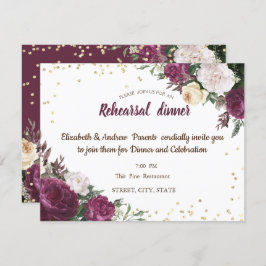 Gold Diamonds Burgundy Probe Dinner Einladung