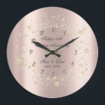 Gold Diamonds Confetti Rose Gold Anniversary Große Wanduhr<br><div class="desc">Elegant gold diamonds on rose gold background.</div>
