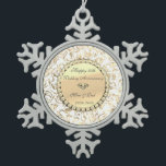 Gold Diamonds Floral 50. Hochzeitstag Schneeflocken Zinn-Ornament<br><div class="desc">Elegante goldblütige Wirbel 50. Hochzeitstag Schmuck.</div>
