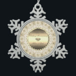 Gold Diamonds Floral 50. Hochzeitstag Schneeflocken Zinn-Ornament<br><div class="desc">Elegante goldblütige Wirbel 50. Hochzeitstag Schmuck.</div>
