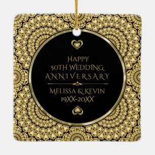 Gold Diamonds Happy 50 th Wedding Jubiläum Keramikornament