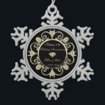 Gold Diamonds Swirl 50. Hochzeitstag Schneeflocken Zinn-Ornament<br><div class="desc">Elegante Golddiamanten und Wirbel 50. Hochzeitstag Schmuck.</div>