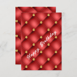 Gold Diamonds Tufed Red Romantic Birthday Card