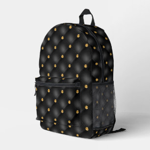 Gold Diamonds Tufted Black Backpack Bedruckter Rucksack