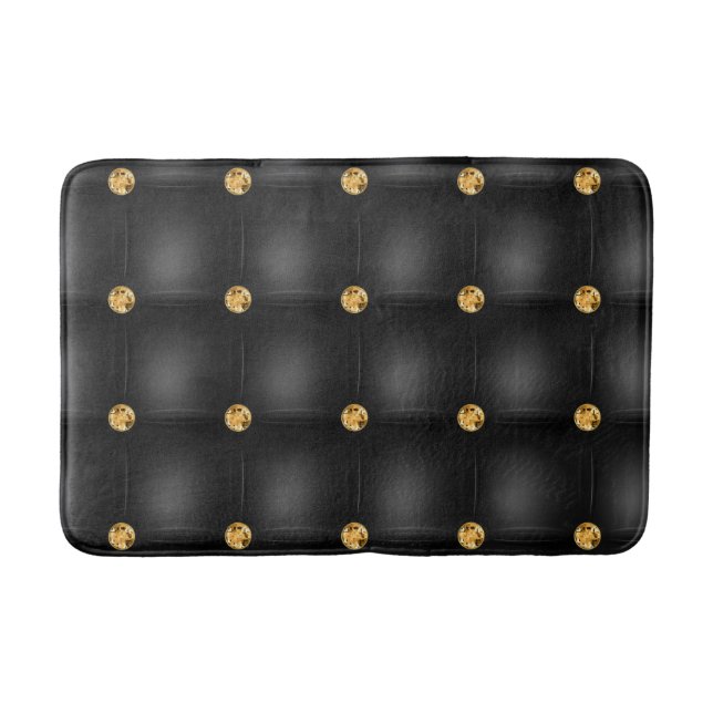 Gold Diamonds Tufted Black Bath Mat Badematte (Vorderseite)