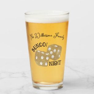 Gold Dice Bunco Night Individuelle Name Glas