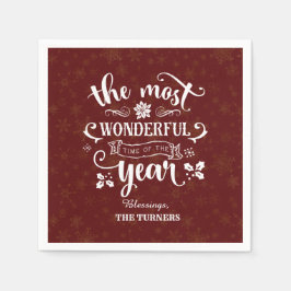 Gold Die schönste Zeit des Jahres Monogramm Serviette