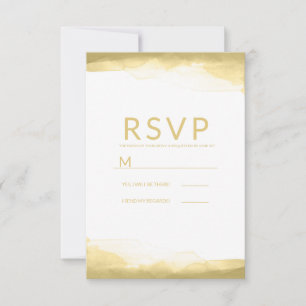 Gold Dijon Mustard Watercolor Modernes Wedding RSV RSVP Karte
