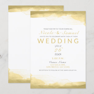 Gold Dijon Senf Aquarell Moderne Chic Hochzeit Einladung