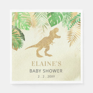 Gold Dinosaur Baby Dusche Danke Serviette