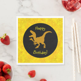 Gold Dinosaur Hide Happy Birthday! Serviette