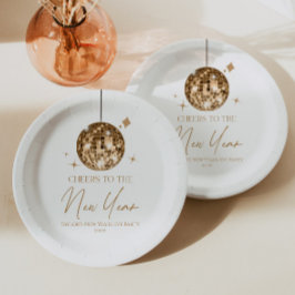 Gold Disco Ball Cheers Silvester Party Pappteller