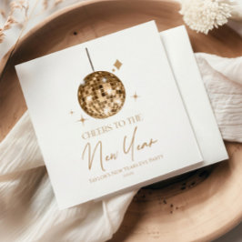 Gold Disco Ball Cheers Silvester Party Serviette
