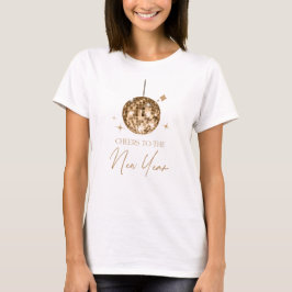 Gold Disco Ball Cheers Silvester Party T-Shirt