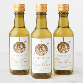 Gold Disco Ball Cheers Silvester Party Weinetikett