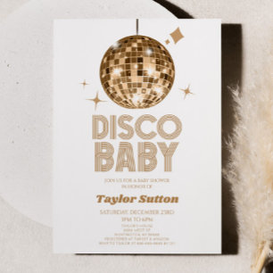 Gold Disco Ball 'Disco Baby' Babydusche Einladung