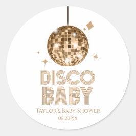 Gold Disco Ball 'Disco Baby' Babydusche Runder Aufkleber