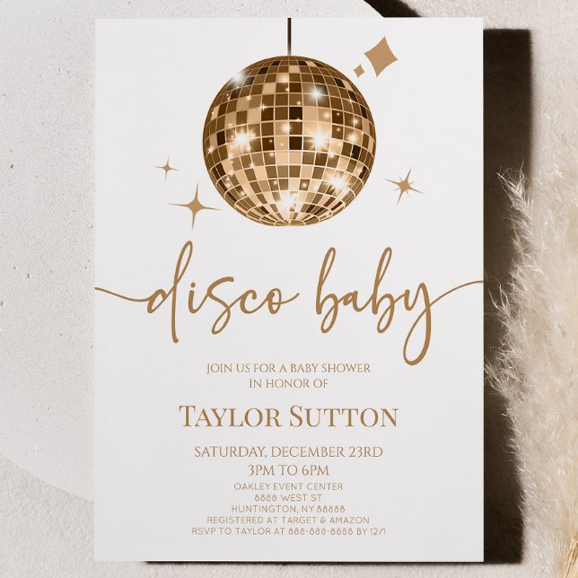 Gold Disco Ball Disco Kinderdusche Einladung (Von Creator hochgeladen)