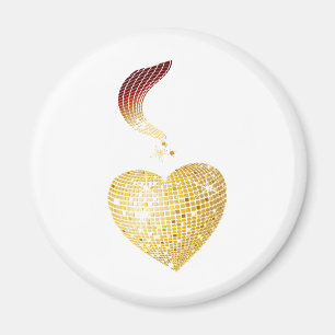 Gold Disco Ball Herz Magnet