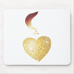 Gold Disco Ball Herz Mousepad