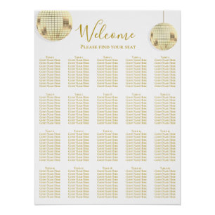 Gold Disco Ball Hochzeitskarte Poster
