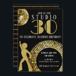 Gold Disco Ball Studio 54 Party 30. Geburtstag Einladung<br><div class="desc">Ich bin stolz auf all meine Entwürfe, wenn Sie Fragen haben, individuelle Änderungen am Design gewollt haben oder gewollt, Dinge zu koordinieren, um zu entsprechen, und benötigen mich, um es zu erstellen, kontaktieren Sie Megan bitte direkt mit Emma Sue Bow-tique unter megan@emmasuebowtique.com . Zazzle bietet nun digitale Dateien an, aber...</div>
