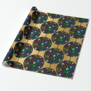 GOLD Discoball BIRTHDAY WEDING WRAP Geschenkpapier